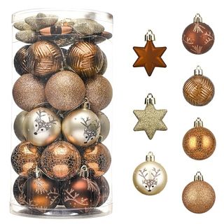 Valery Madelyn Christmas Tree Decorations Copper Baubles,35pcs 5cm Woodland Copper and Gold Christmas Ball Ornaments for Christmas Tree Decorations