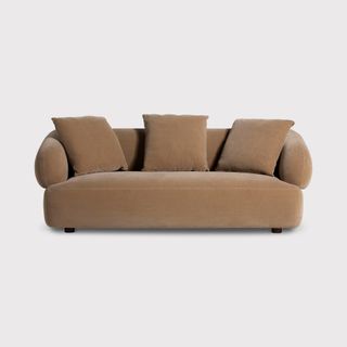 Barker and Stonehouse Blume Curved Light Brown Fabric 3 Seater Sofa