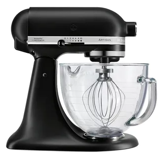 Kitchenaid Artisan 4.8l Stand Mixer Matte Black Glass Bowl 5ksm156bbm