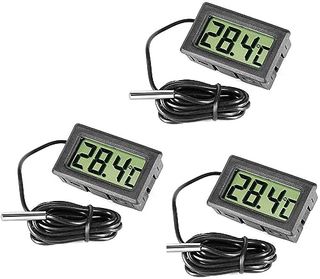 Inrigorous, 3 X Black Digital Steel Fridge Freezer Thermometer With Temperature Display Monitor