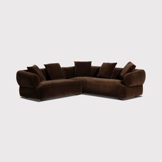 Barker and Stonehouse Curved Right Hand Facing Dark Brown Fabric Sofa