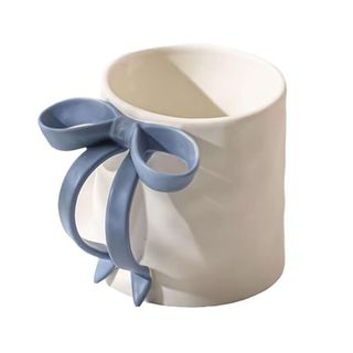 12oz Charming Ribbon Mugs With Bow Handle, Pink Ceramic Christmas Bow Hot Chocolate Mug, Bow Coffee Mug, Bow Coffee Cup Microwave Safe With Ribbon Handle, Valentine's Christmas Thanksgiving Day Gifts
