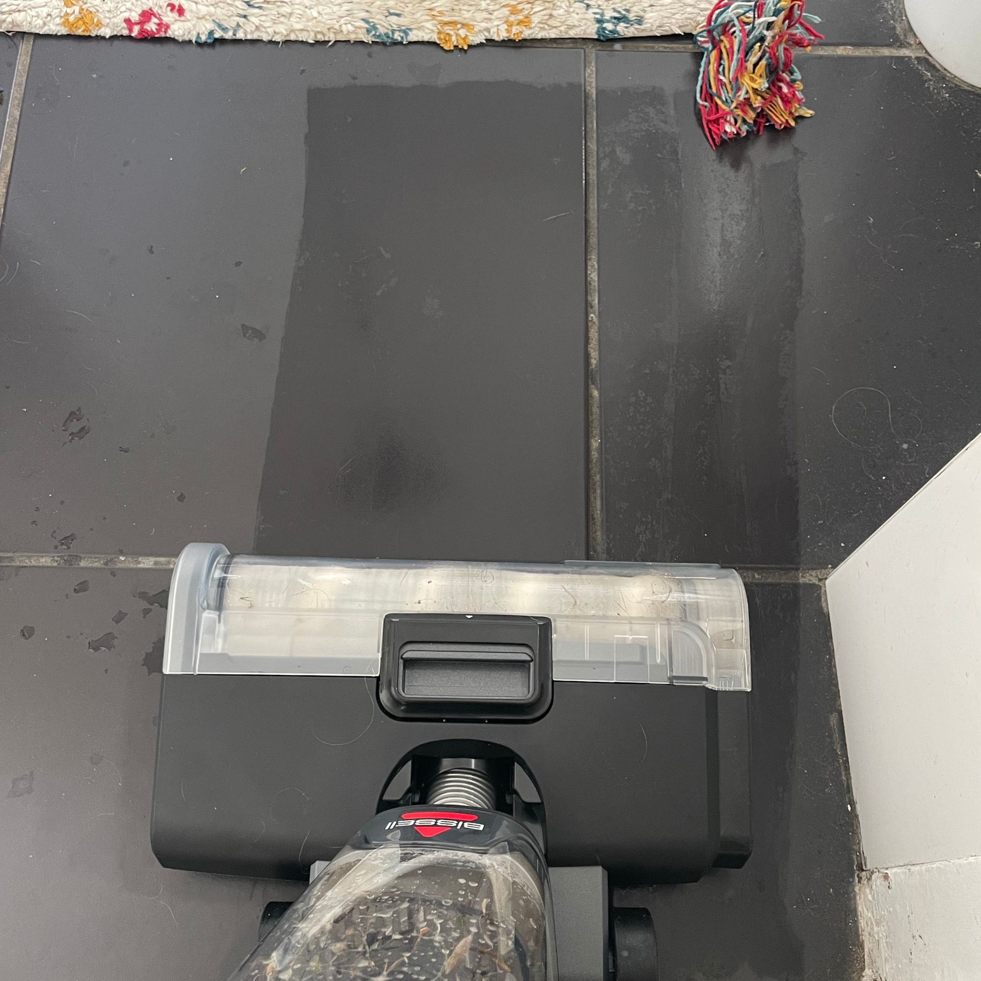 Using the Bissell Crosswave Omniforce Edge on black tiles