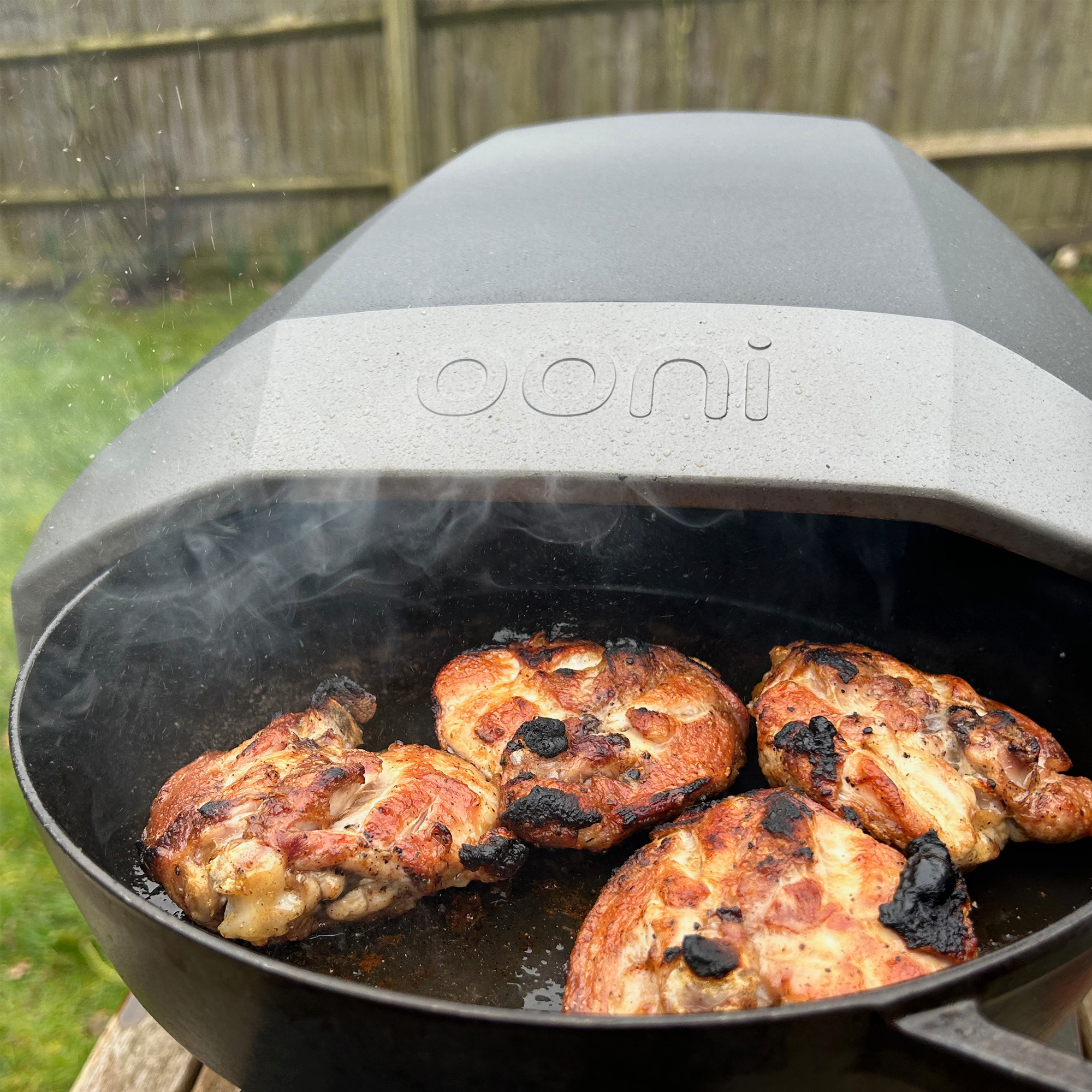 Image of Ooni Koda pizza oven during testing at home 