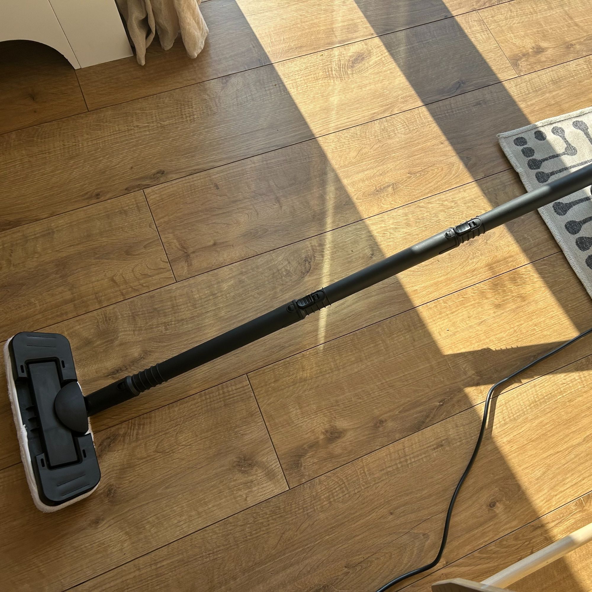 Beldray steam cleaner with mop attachment on hard floors