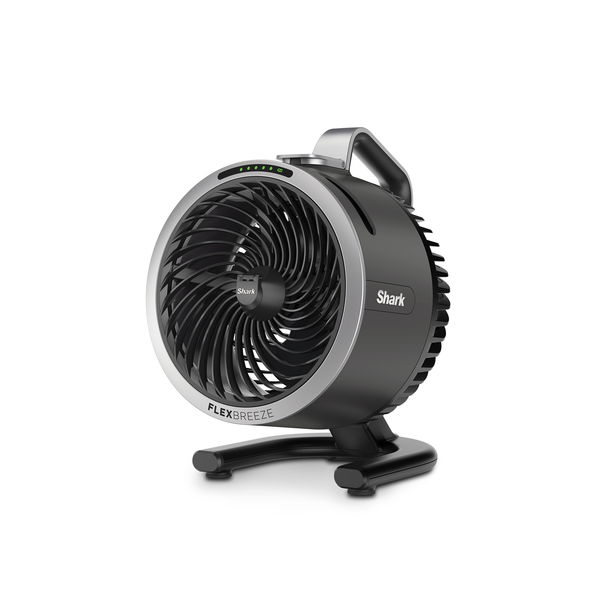 shark flexbreeze hydrogo misting fan on white background