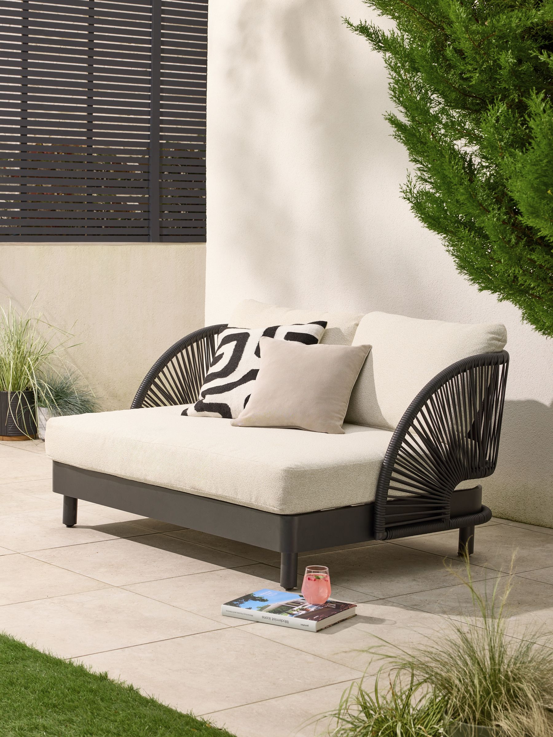 Natural Boucle Genoa Garden Love Seat Sofa
