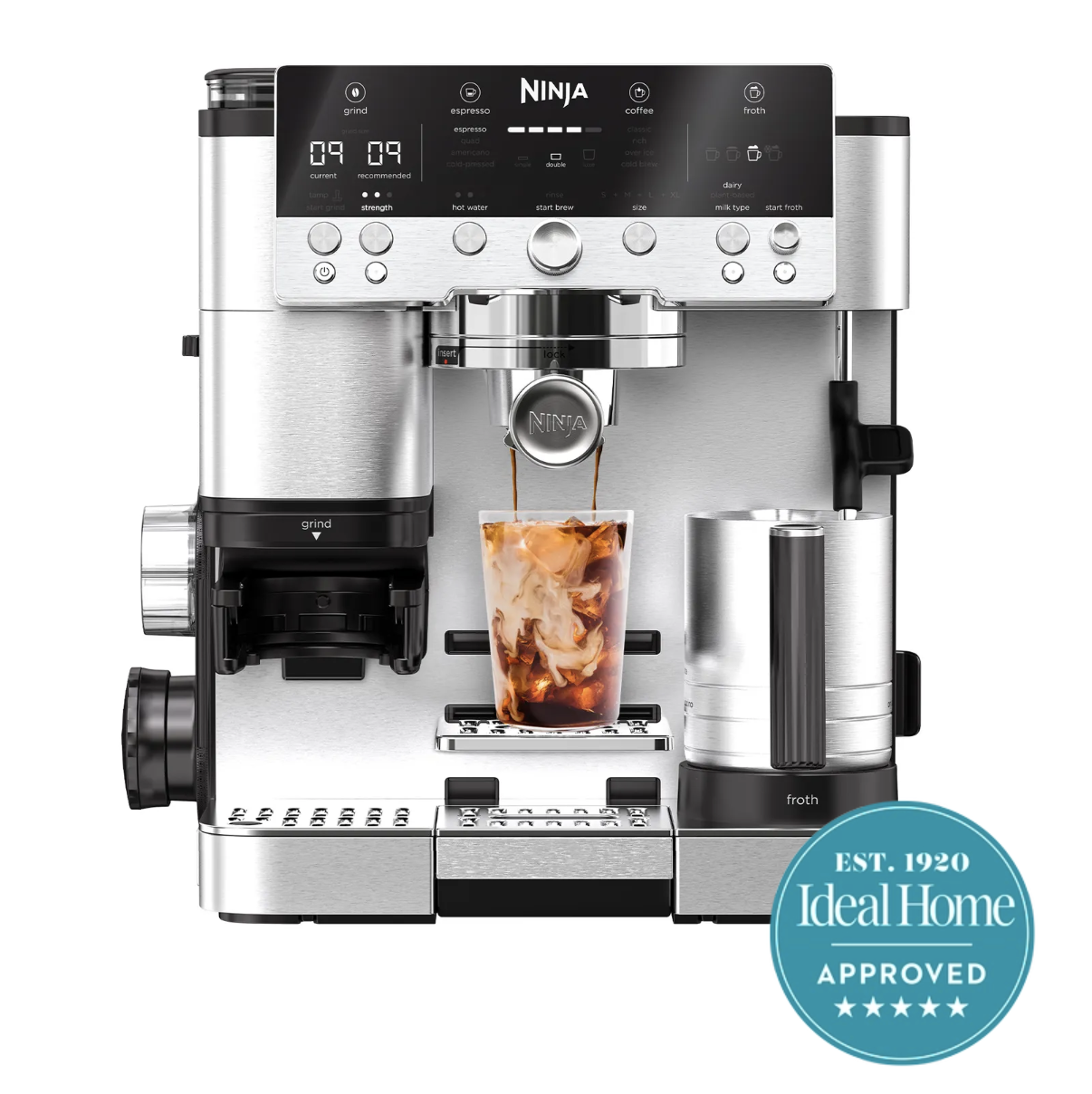 Ninja's coffee machine with 5 star Ideal Home approved badge 