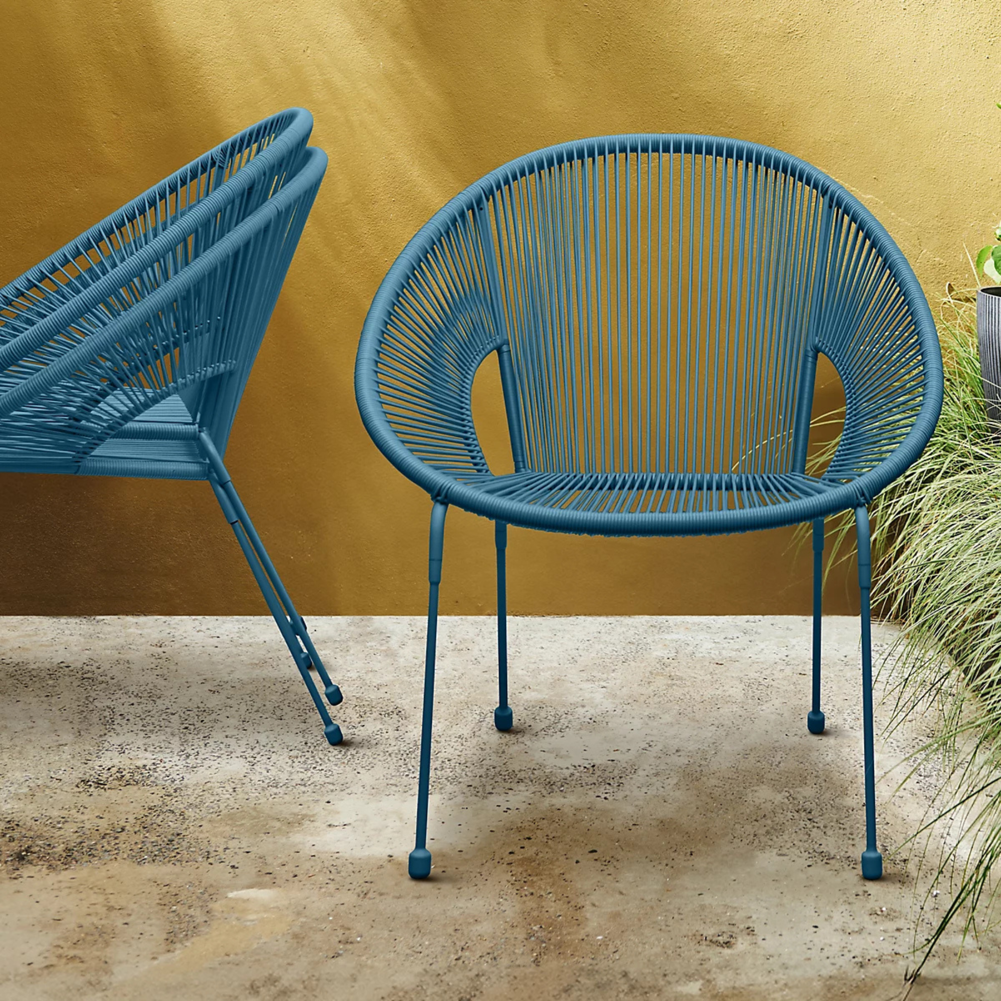 Hosti Blue Rattan Effect Armchair