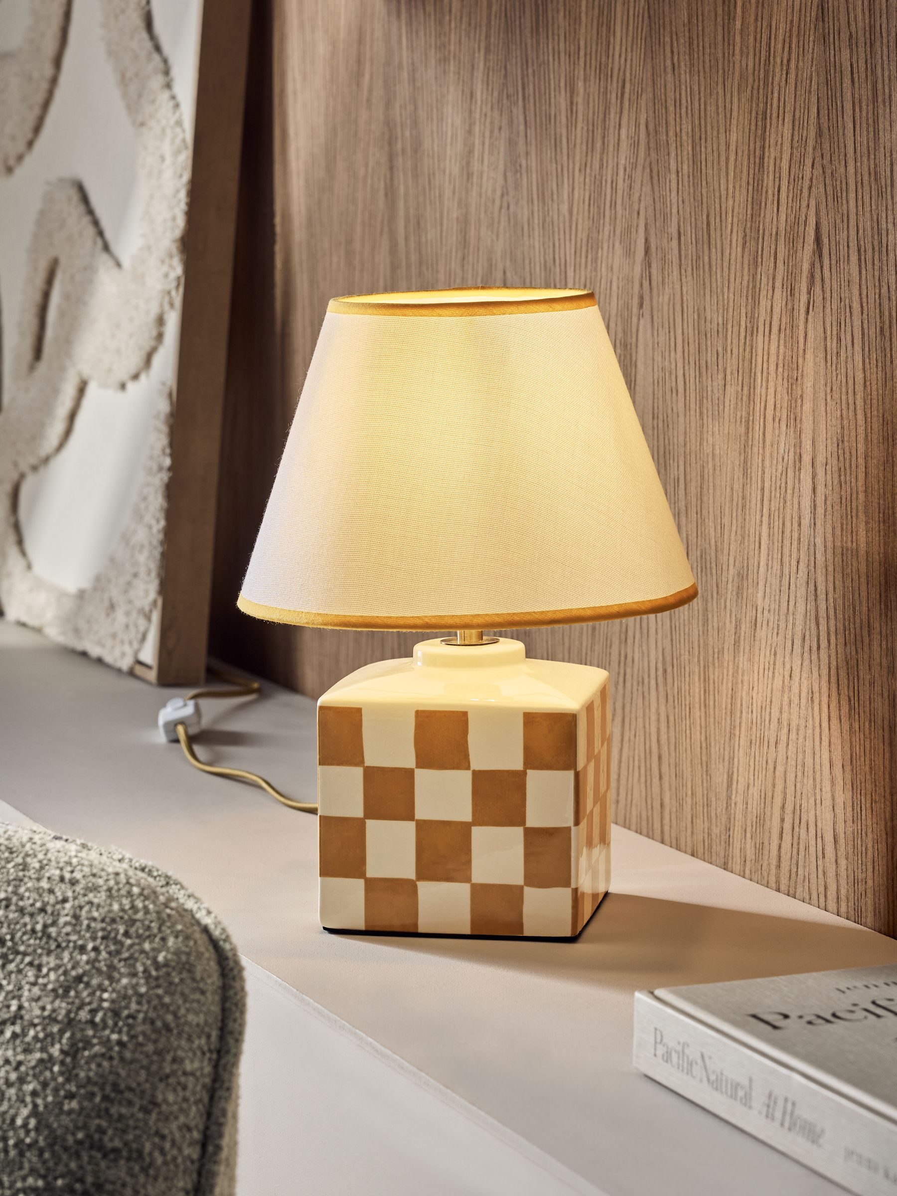 Ochre Yellow Chequer Table Lamp