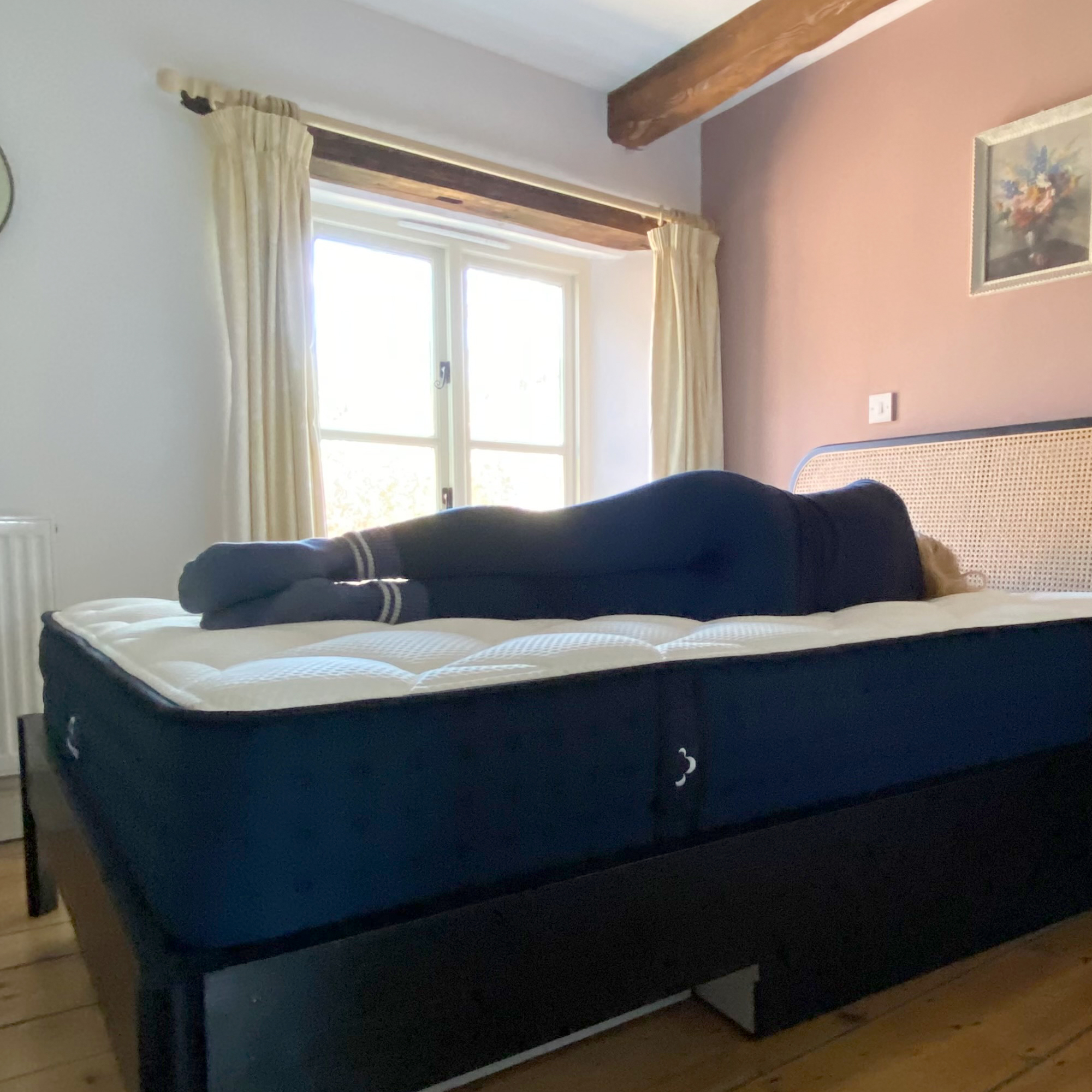The DreamCloud Hybrid mattress being tested
