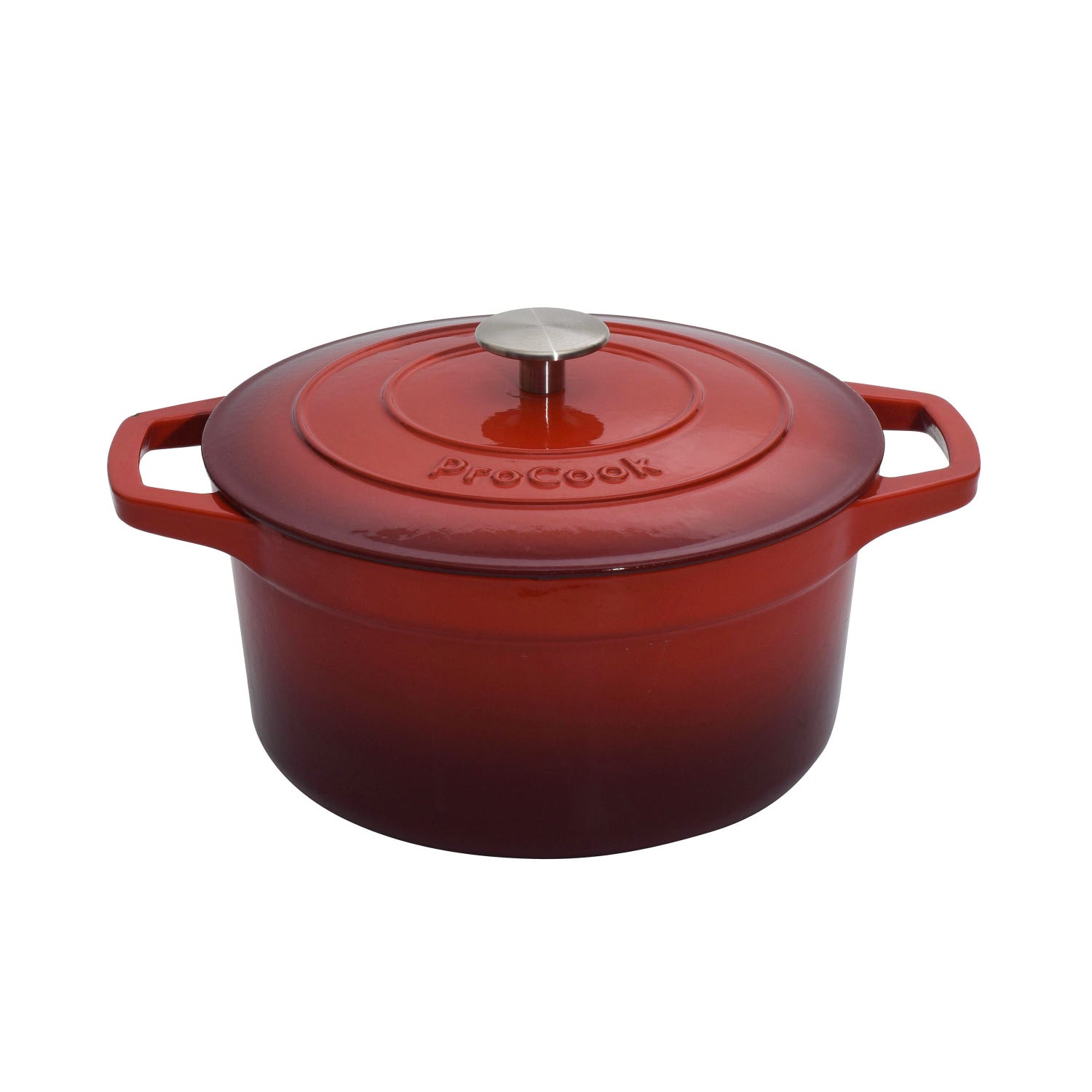 Cast Iron Casserole Dish 24cm / 4.7l Round Graduated Red